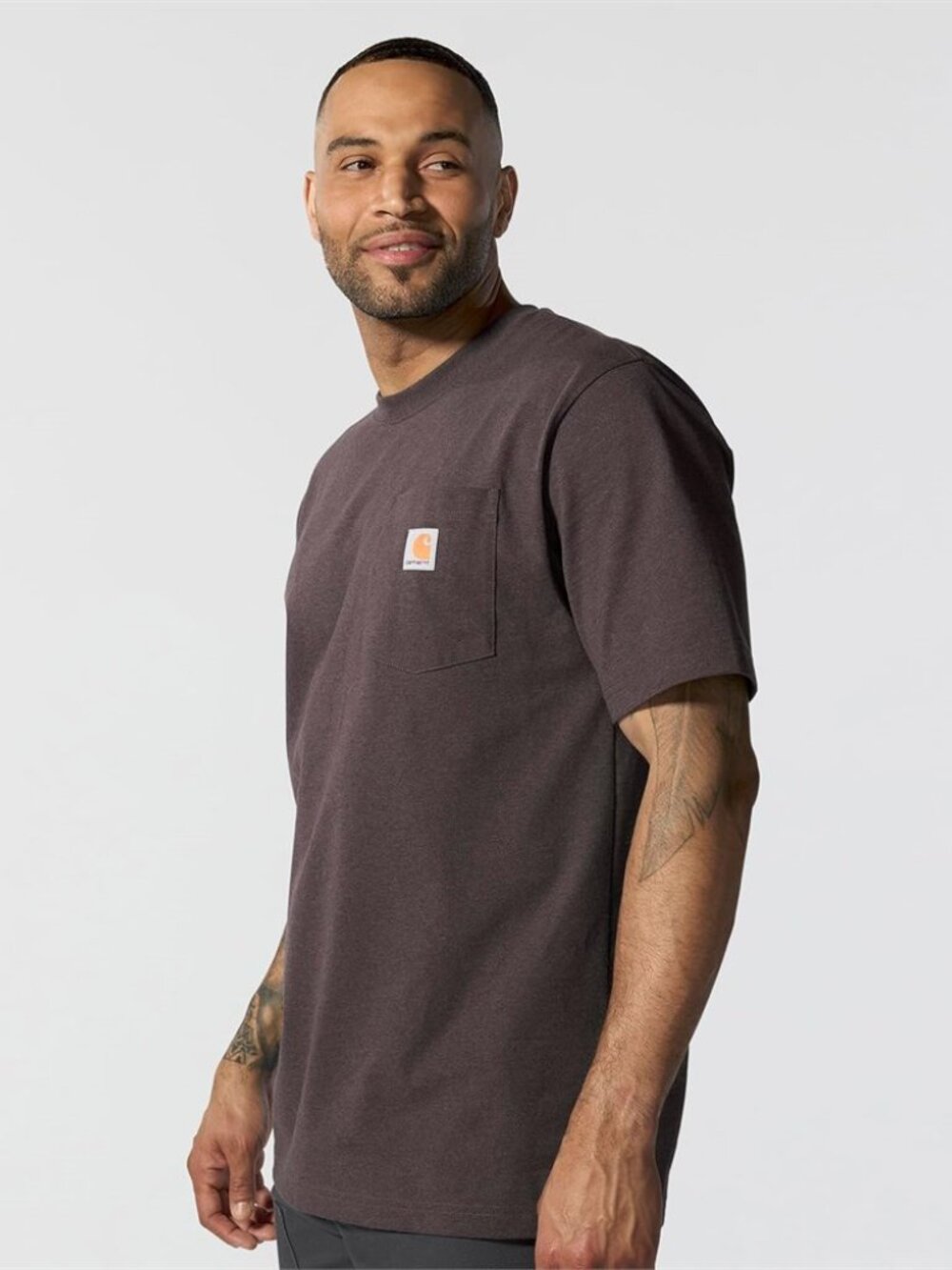 Carhartt Men's K87 Loose Fit Heavyweight Pocket T-Shirt - XL, Dark Sepia Heather
